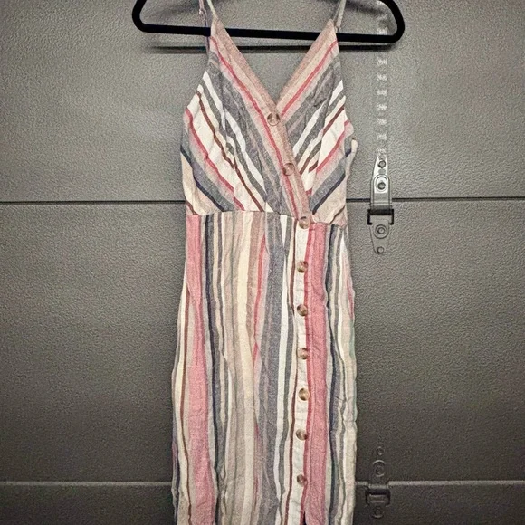 Express Striped Button-Down Midi Dress - Picture 1 of 3